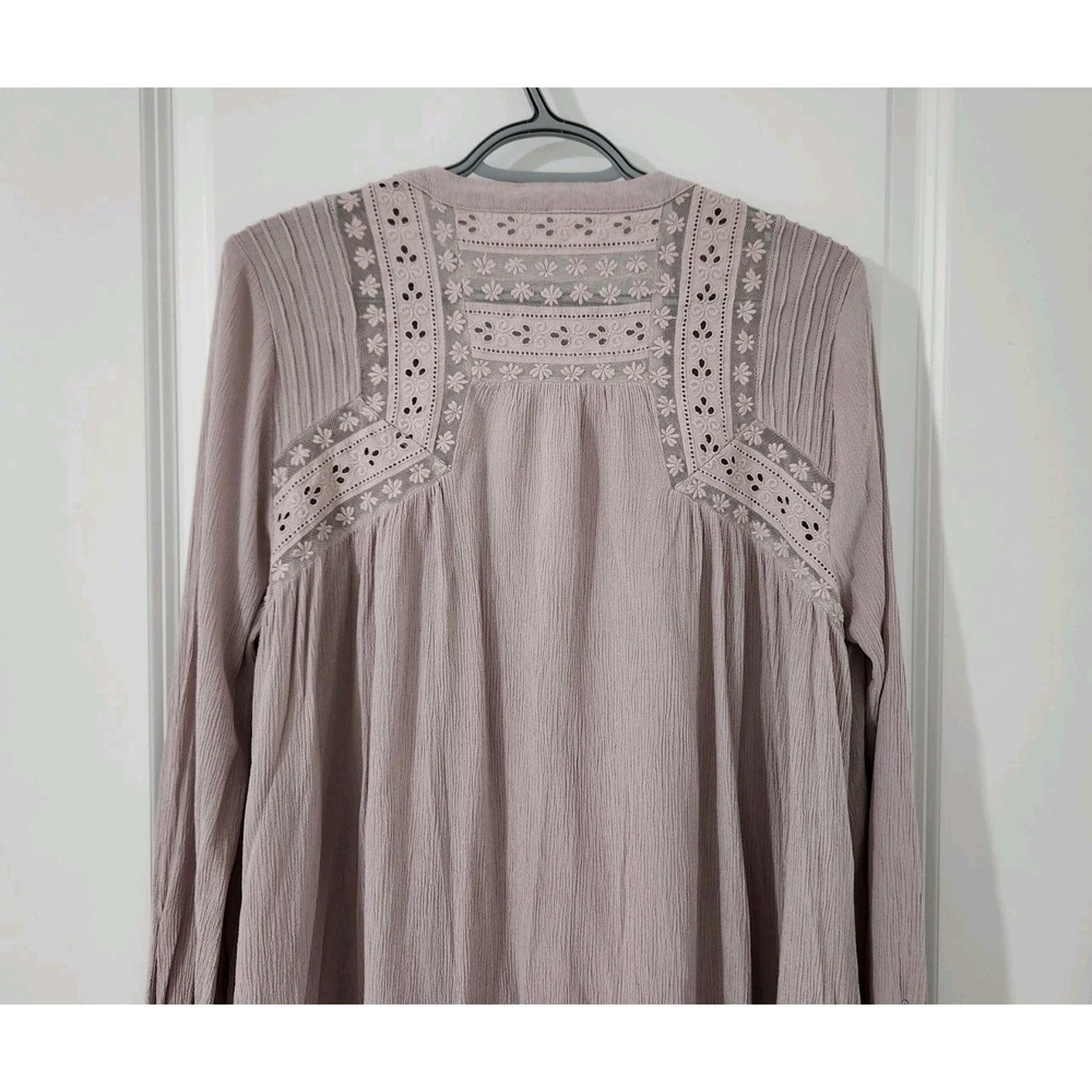 FREE PEOPLE Courtney Victorian Shirt Dress Eyelet Lace High‎ Low Boho Size S - Picture 9 of 14